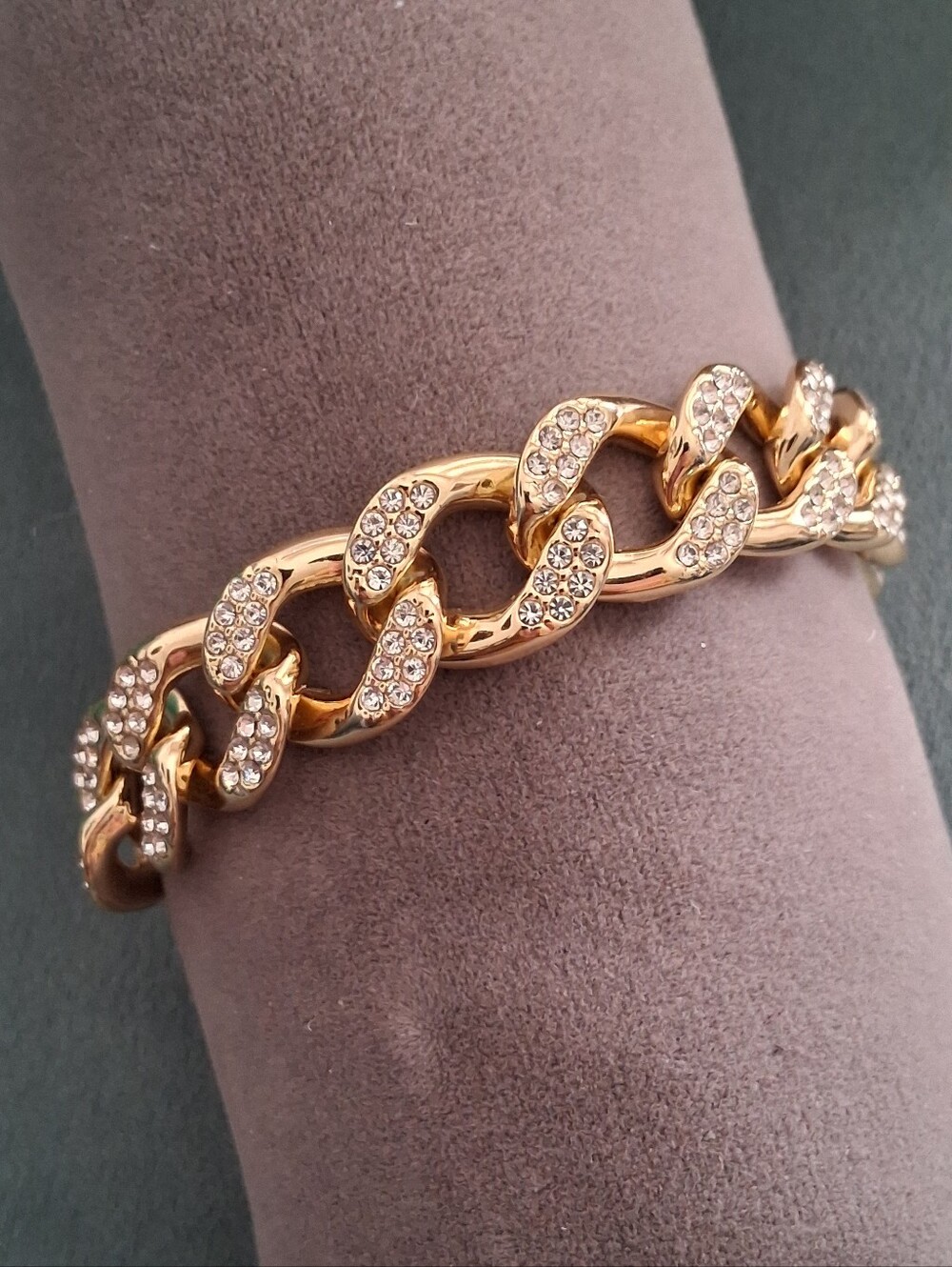 Gold-Tone Crystal Pavé Curb Chain Bracelet